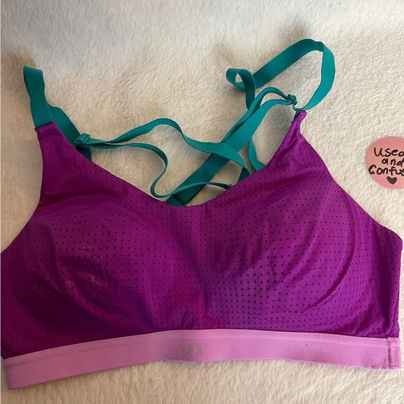 Vibrant Purple and Teal Sports Bra - Picture 1 of 4